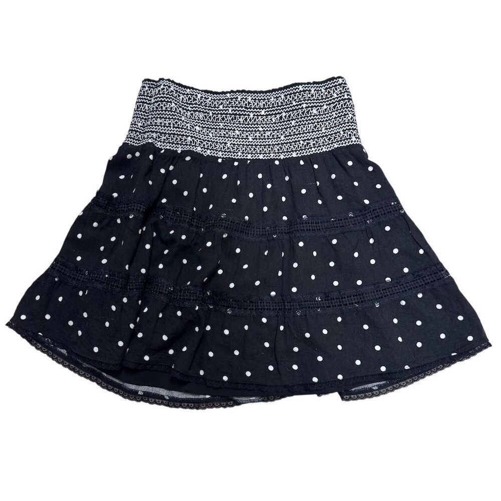 EUC Alice + Olivia Women's Black Polka Dot Mini Skirt Size M